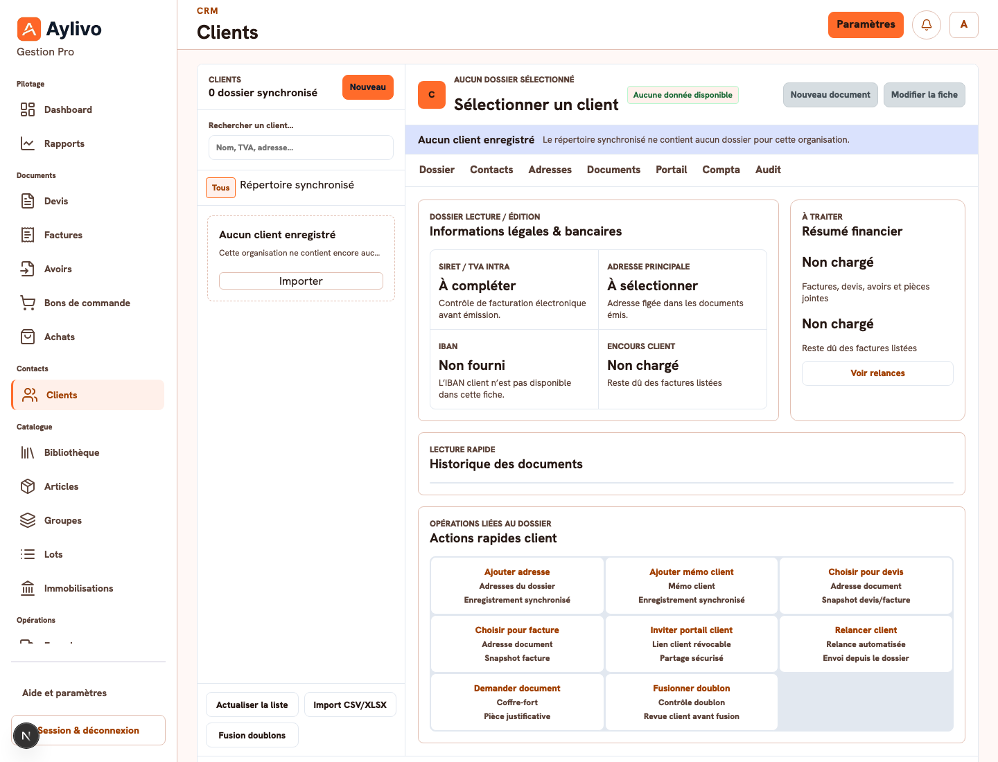 Gestion des clients dans Aylivo