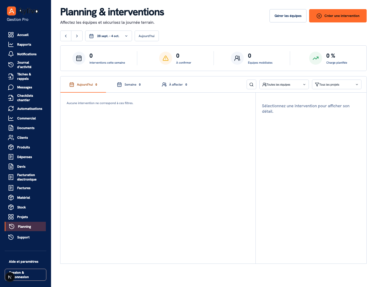 Planning et interventions Aylivo